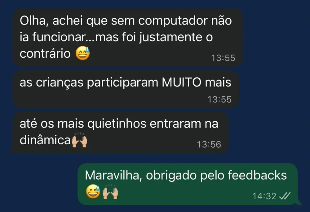 Feedback real de professor via WhatsApp 7